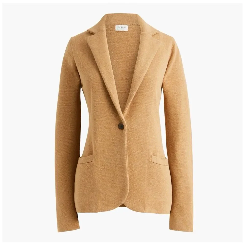 NWT J. Crew Women's‎ Beige Schoolboy Sweater Blazer Cardigan Size L